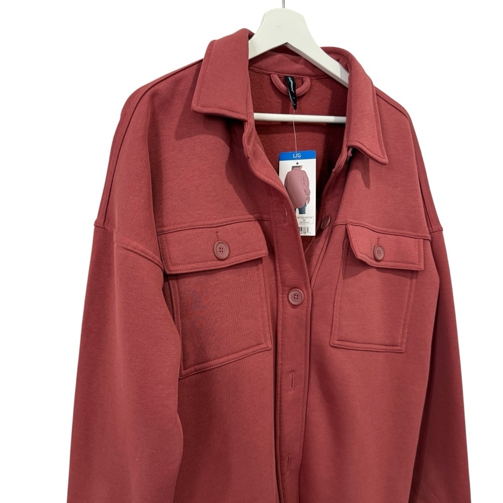 Lazypants Fleece Shacket in Dusty Rose Pink Size L Women's Utility Jacket - NWT - Picture 3 of 17